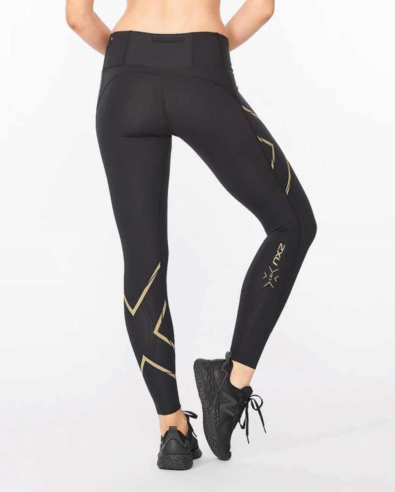 2xu malaysia light speed mid rise compression tights black gold reflective back